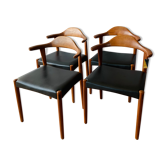 Lot de 4 chaises bois & skai