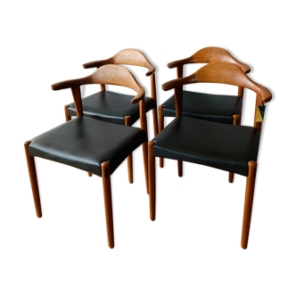 Lot of 4 wooden & skai chairs