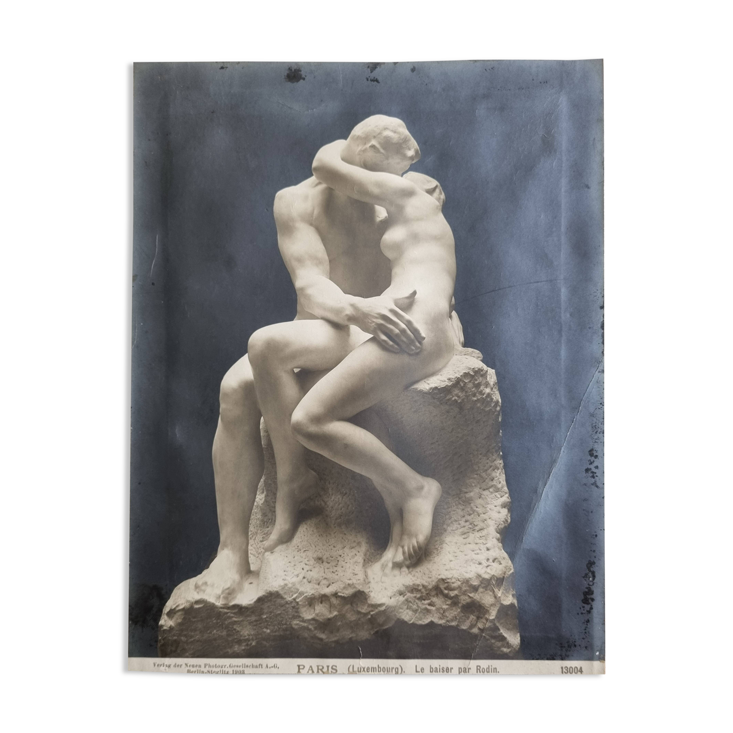 Old silver print, "Rodin's Kiss", 1903, 18 x 24 cm