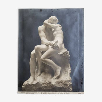 Old silver print, "Rodin's Kiss", 1903, 18 x 24 cm