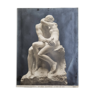 Old silver print, "Rodin's Kiss", 1903, 18 x 24 cm