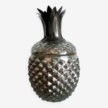 Bonbonnière ananas en verre églomisé 1970