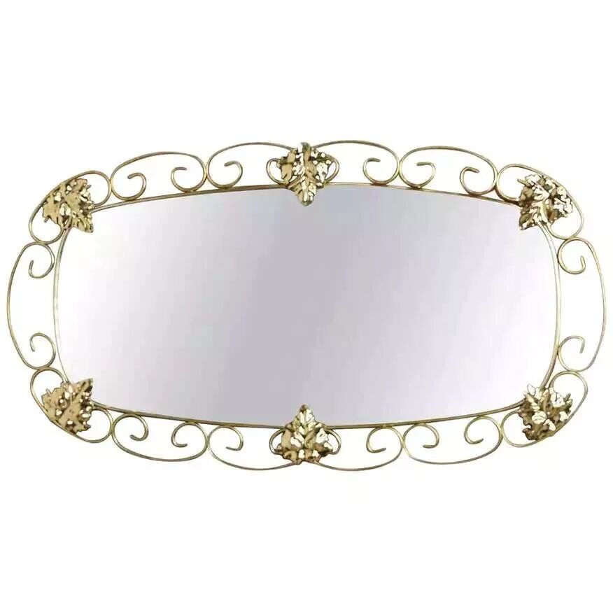 1950s oval brass mirror - 38x69cm
