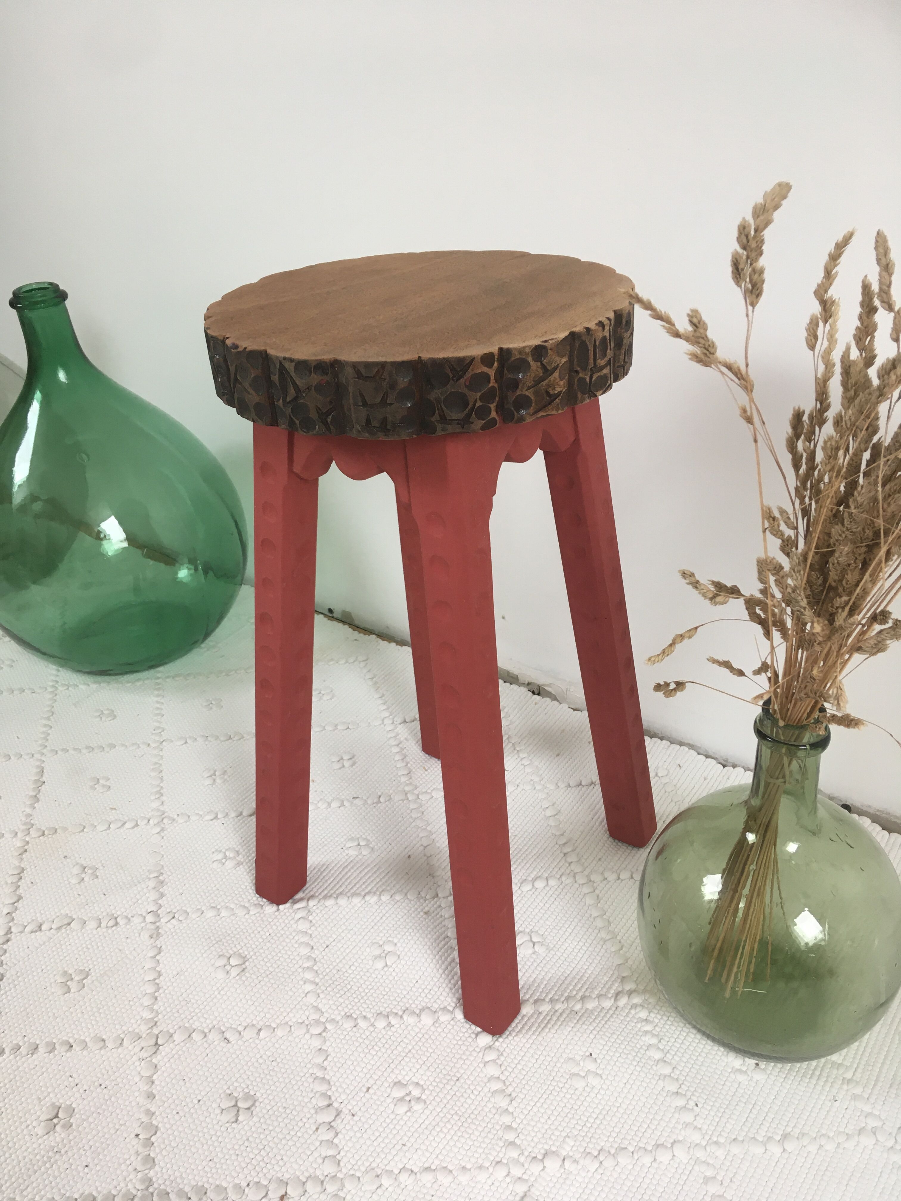 Carved wooden stool