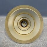 Vintage ocher glass hanging lamps with brass gallery