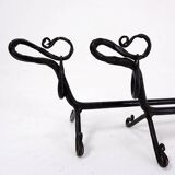Pair of wrought iron dachshund andirons