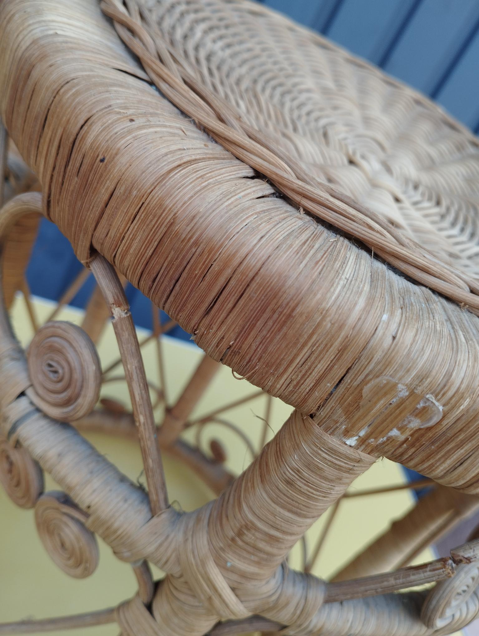 Peacok vintage bohemian chic rattan stool