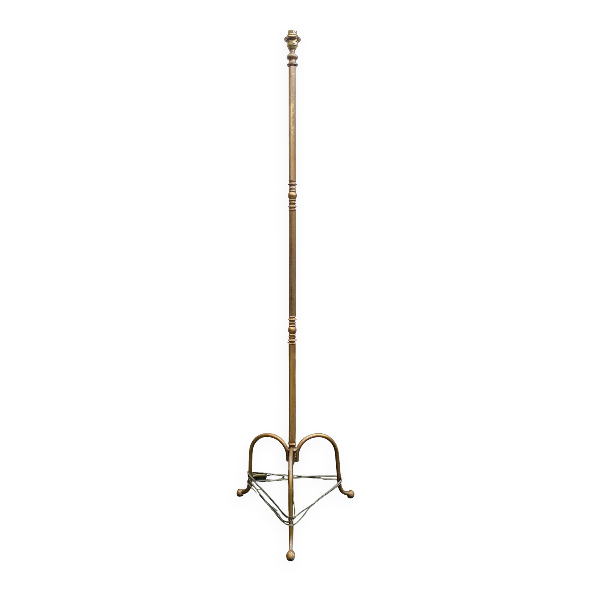 Brass tripod floor lamp