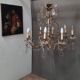 Large brass and glass chandelier