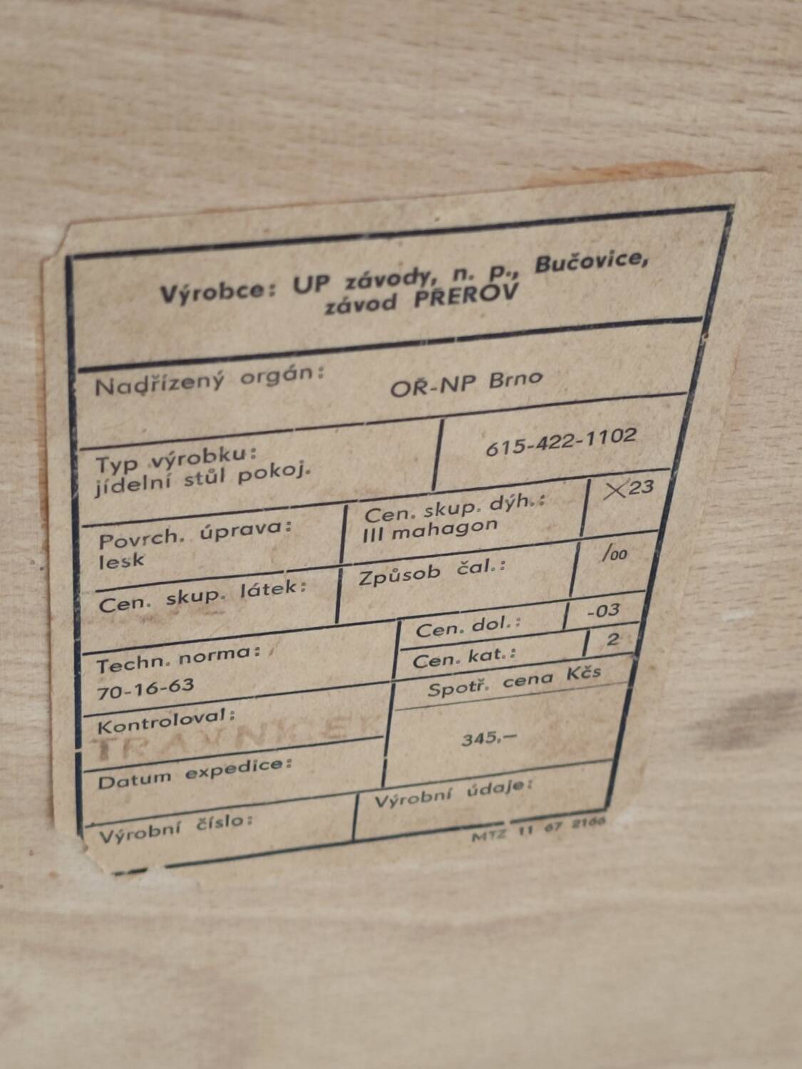 Dining table by Frantisek Mezulanik for Up Zavody 1960