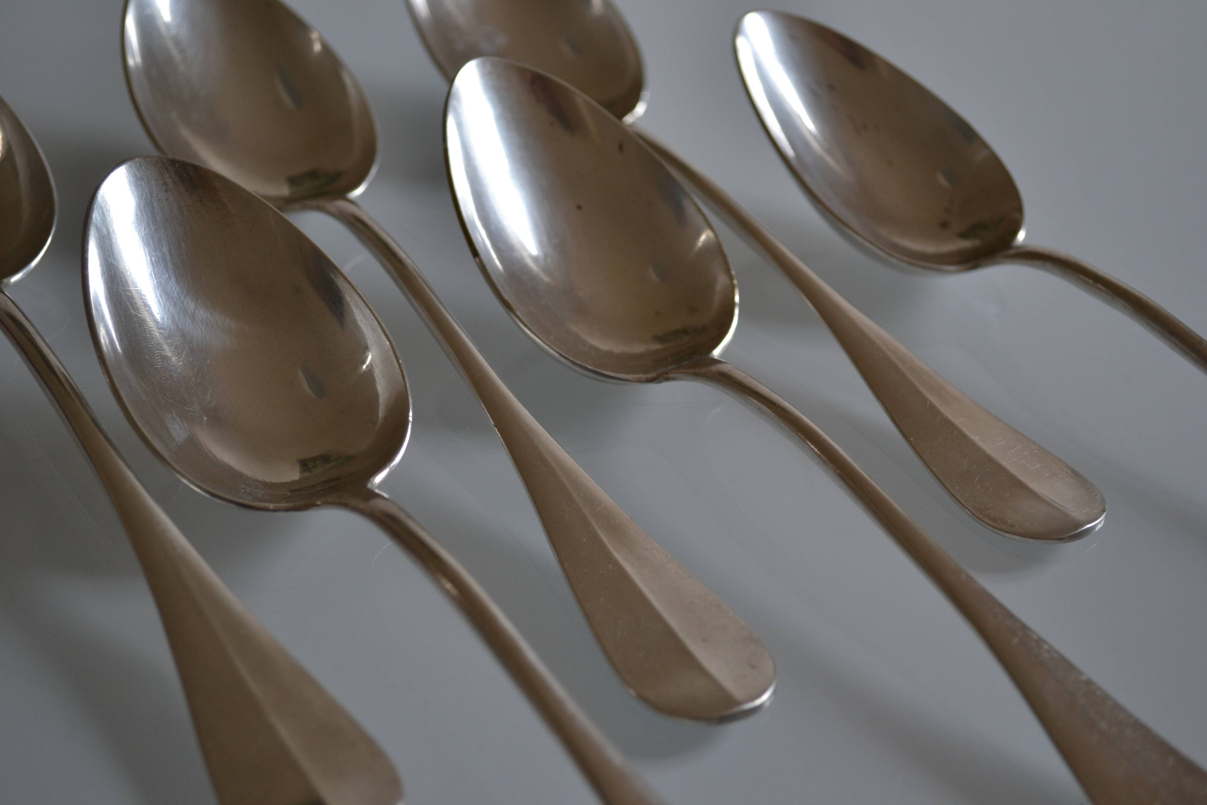 6 silver plated soup spoons P de Ruolz silver plated soup spoons 21.8 cm