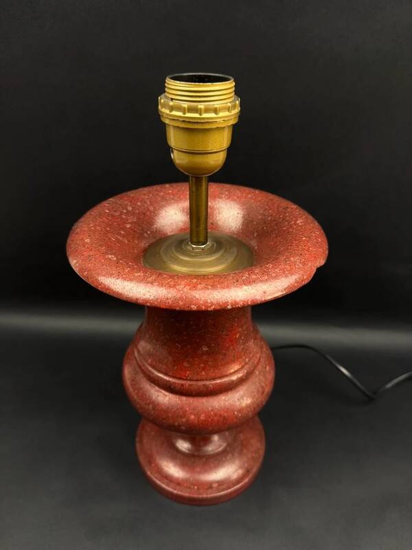 Lamp base in reconstituted stone, red "oxblood", 20th century