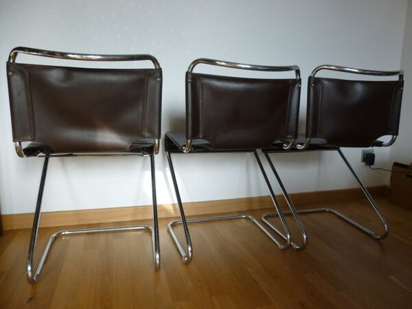 3 chaises en cuir pascal Mourgue 1960