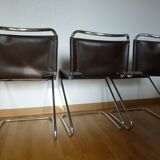 3 chaises en cuir Pascal Mourgue 1960