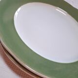 5 assiettes chantournées semi-creuses vertes et blanches