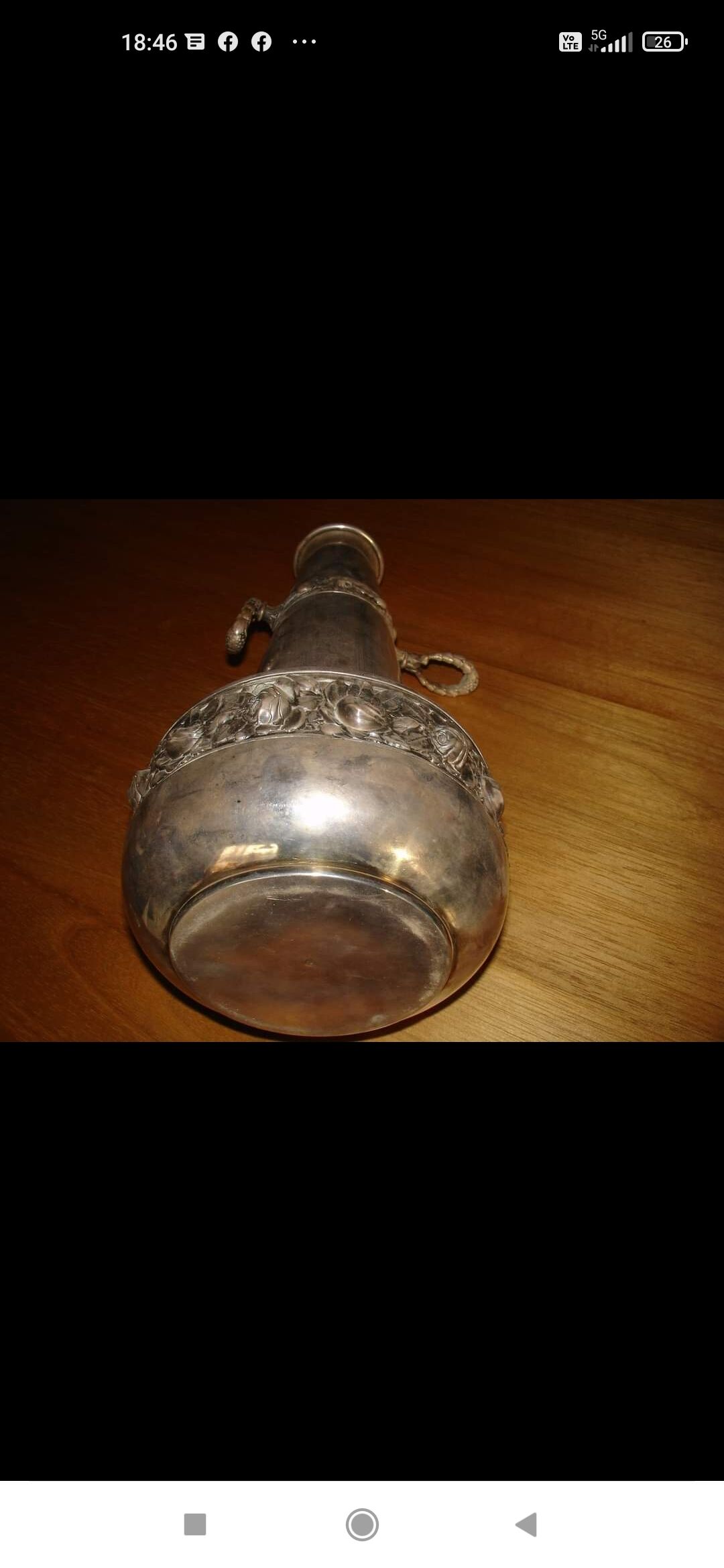 Silver-plated metal vase with floral motifs, made in 1912 by Tramboule & Choquet (silversmith's hallmark)