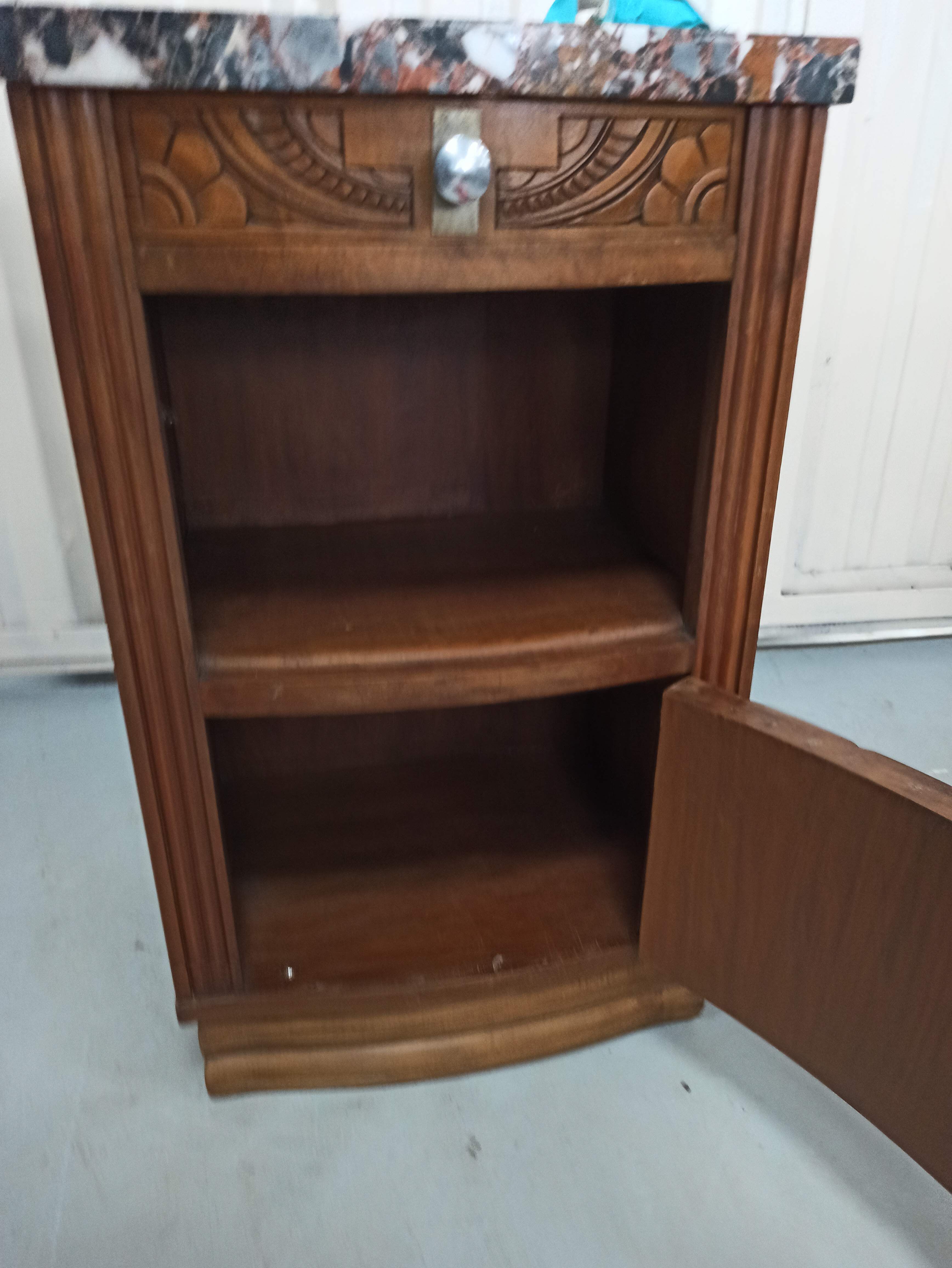 Bedside table art deco top marble
