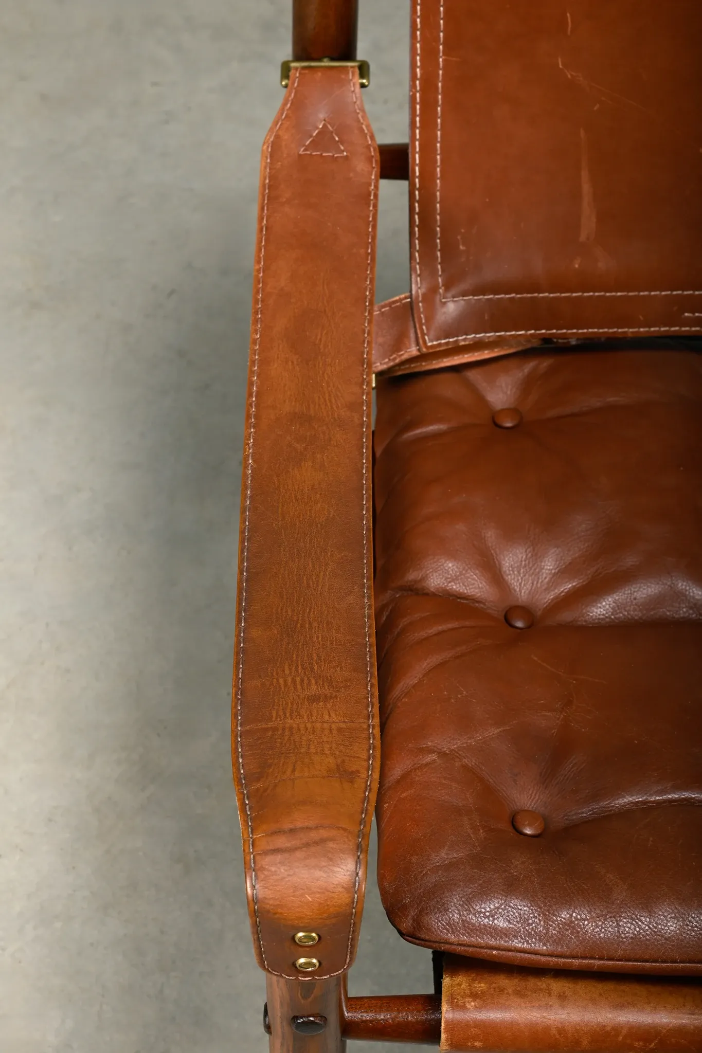 Arne Norell Sirocco Safari Lounge Chair in stained Ash and Brown Leather