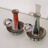 Pair of ceramic candlesticks from Vallauris