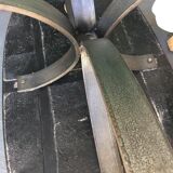 Oval wrought iron and slate coffee table in 1960/ 1970