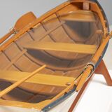 Boat-shaped coffee table reimagined with a glass top, contemporary design (after 2000)