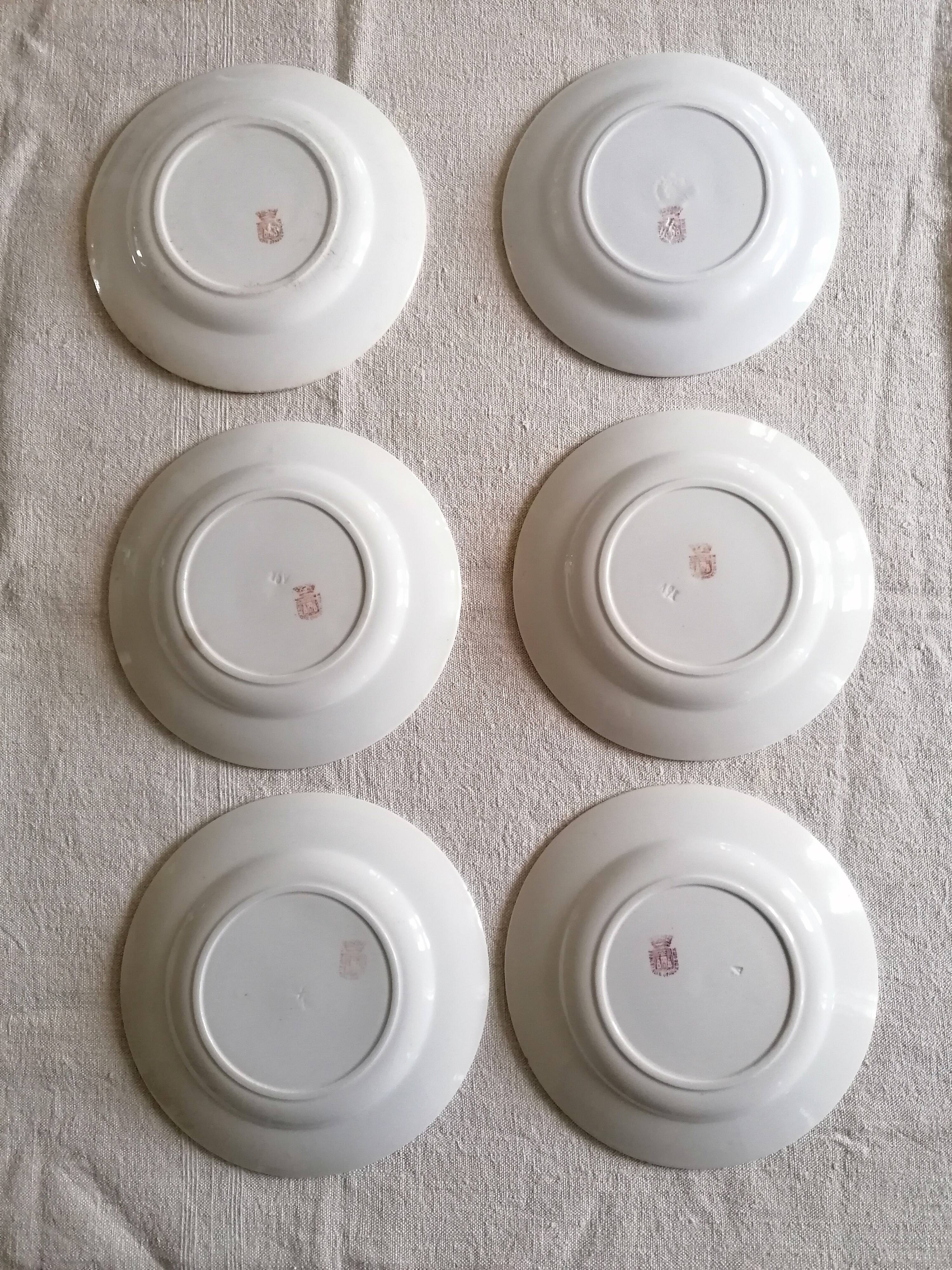 Lot of 6 flat plates in Gien earthenware