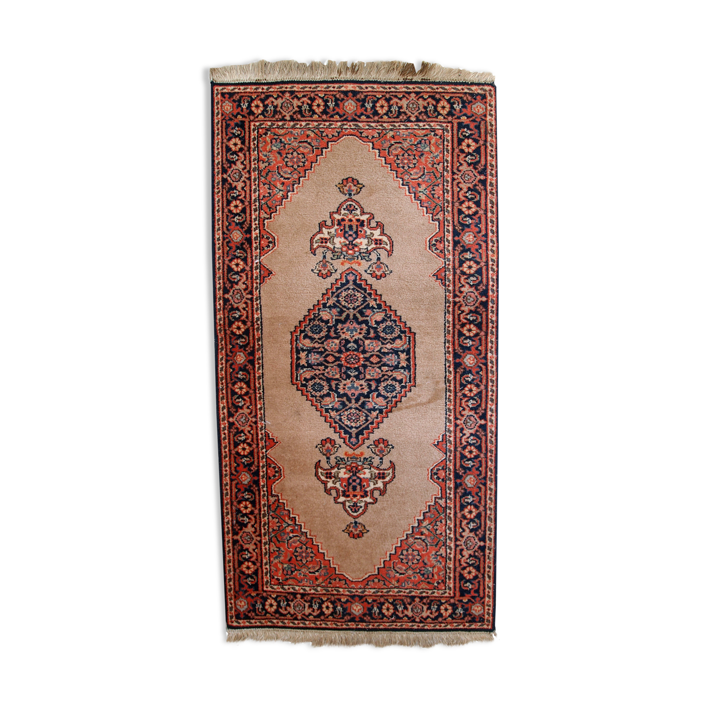 Vintage Indian Carpet Tabriiz handmade 60cm x 118cm 1960s