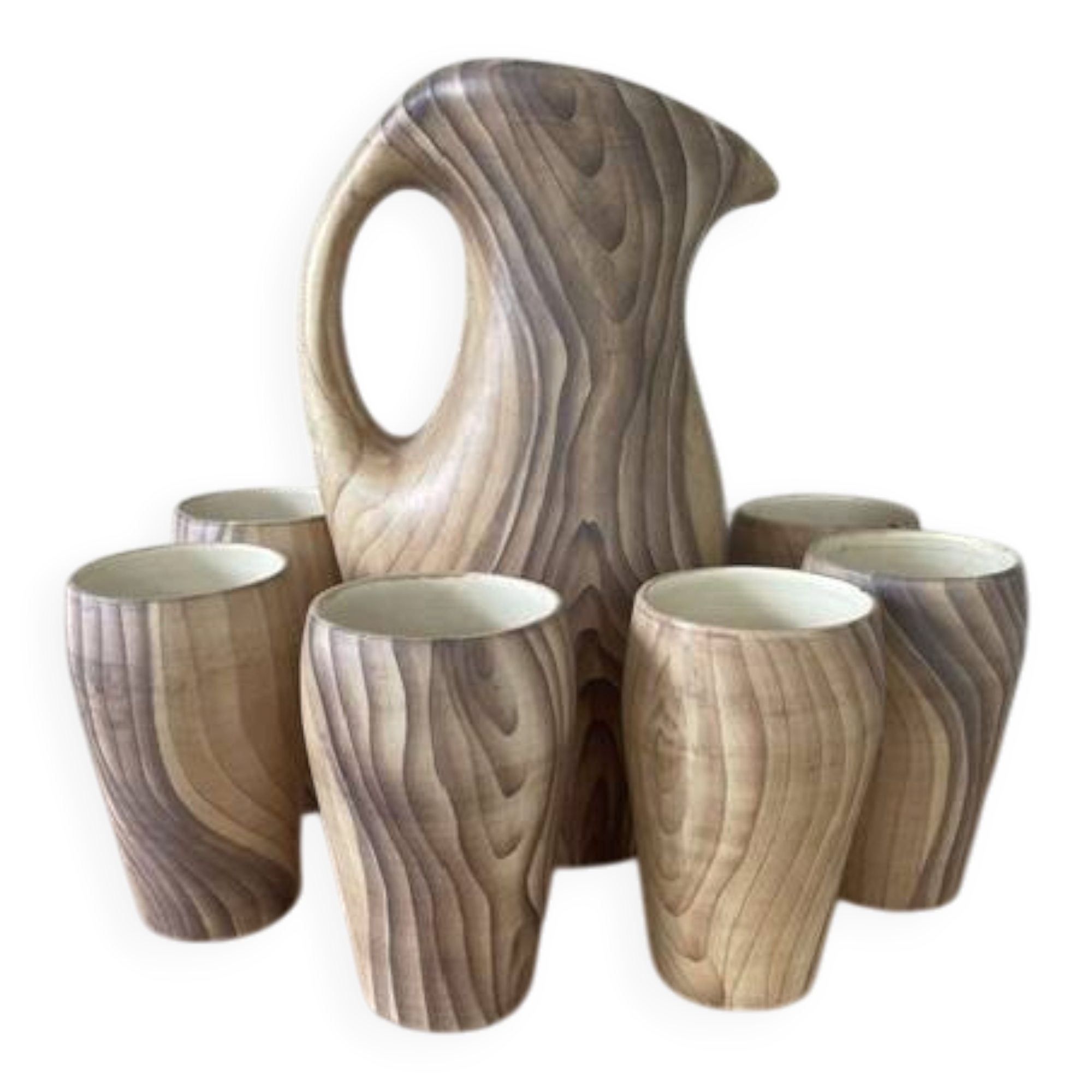 Vintage drink set Grandjean Jourdan Faux Bois Ceramic style