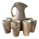 Vintage drink set Grandjean Jourdan Faux Bois Ceramic style