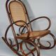 Vintage curved wood rocking chair for children with recent caning model D912.