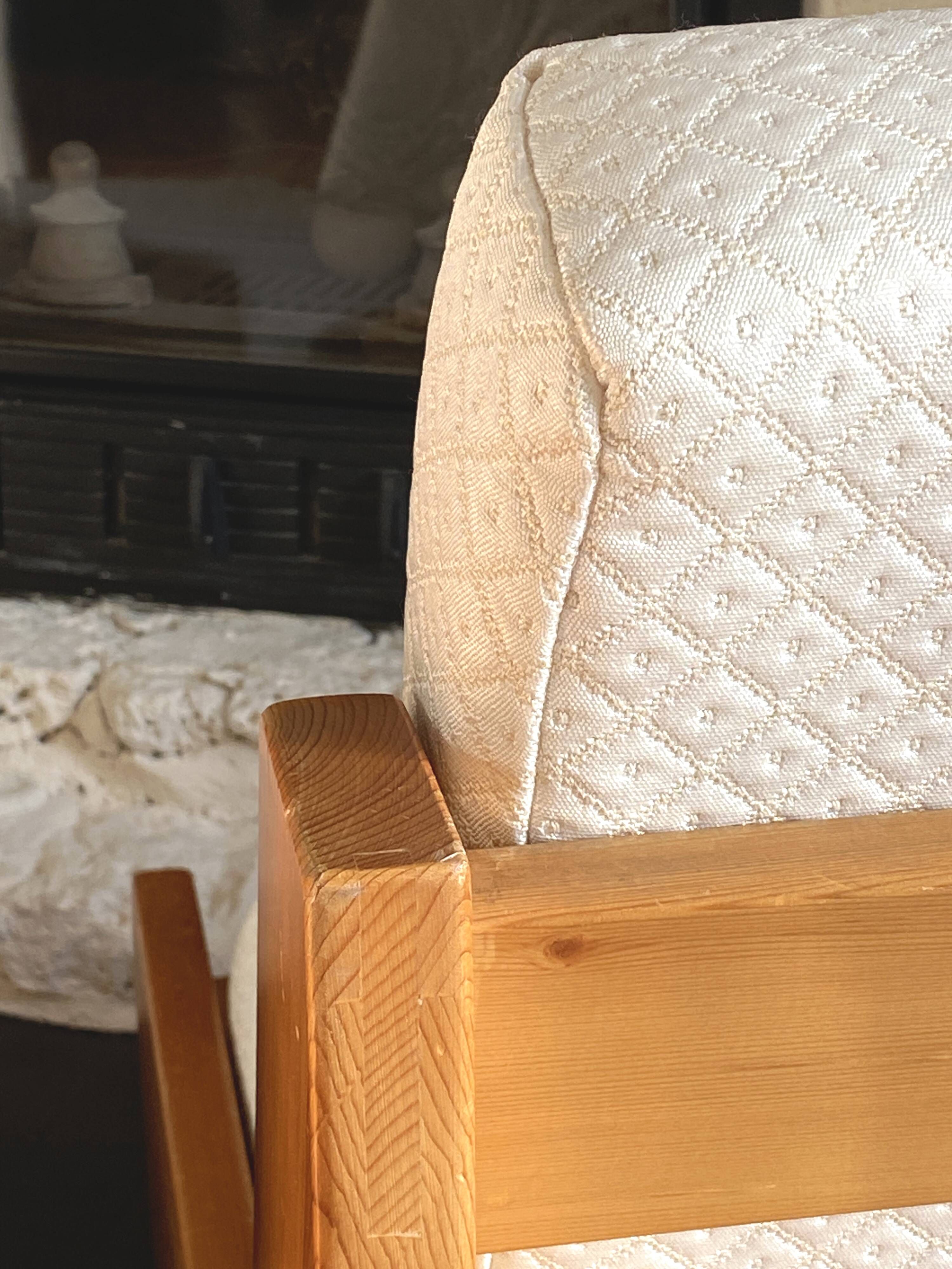 Vintage pair of pine armchairs by René Martin, cabinetmaker Perriand, 1950s.