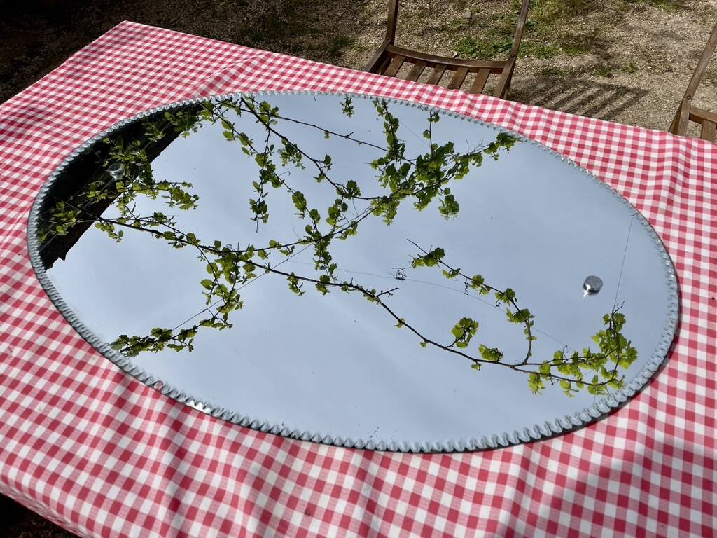 Large bevelled oval mirror 90x60 cm