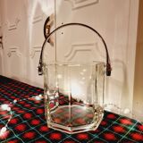Vintage Crystal Ice Bucket with Metal Handle from the 70s