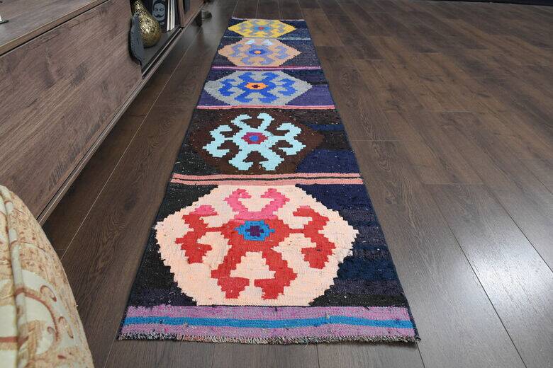 Tapis couloir kilim Oushak à tissage plat 58x268 cm
