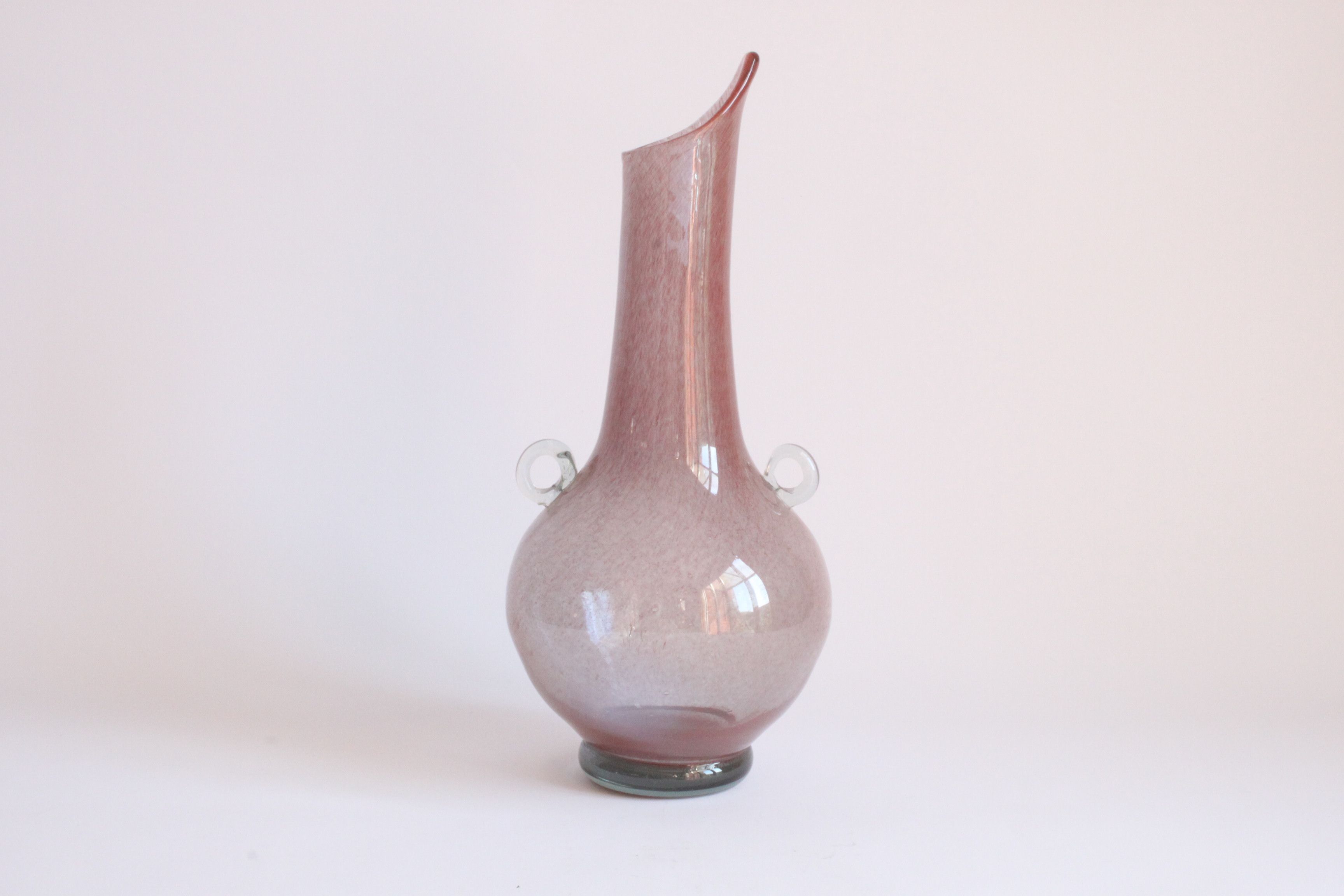 Pink Pulegoso glass vase with little ears, 1960s