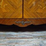 Curved Louis XV style armoire with floral marquetry, 20th century period.