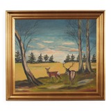 Painting „The Pair of Deer”, Scandinavian design, 1960s
