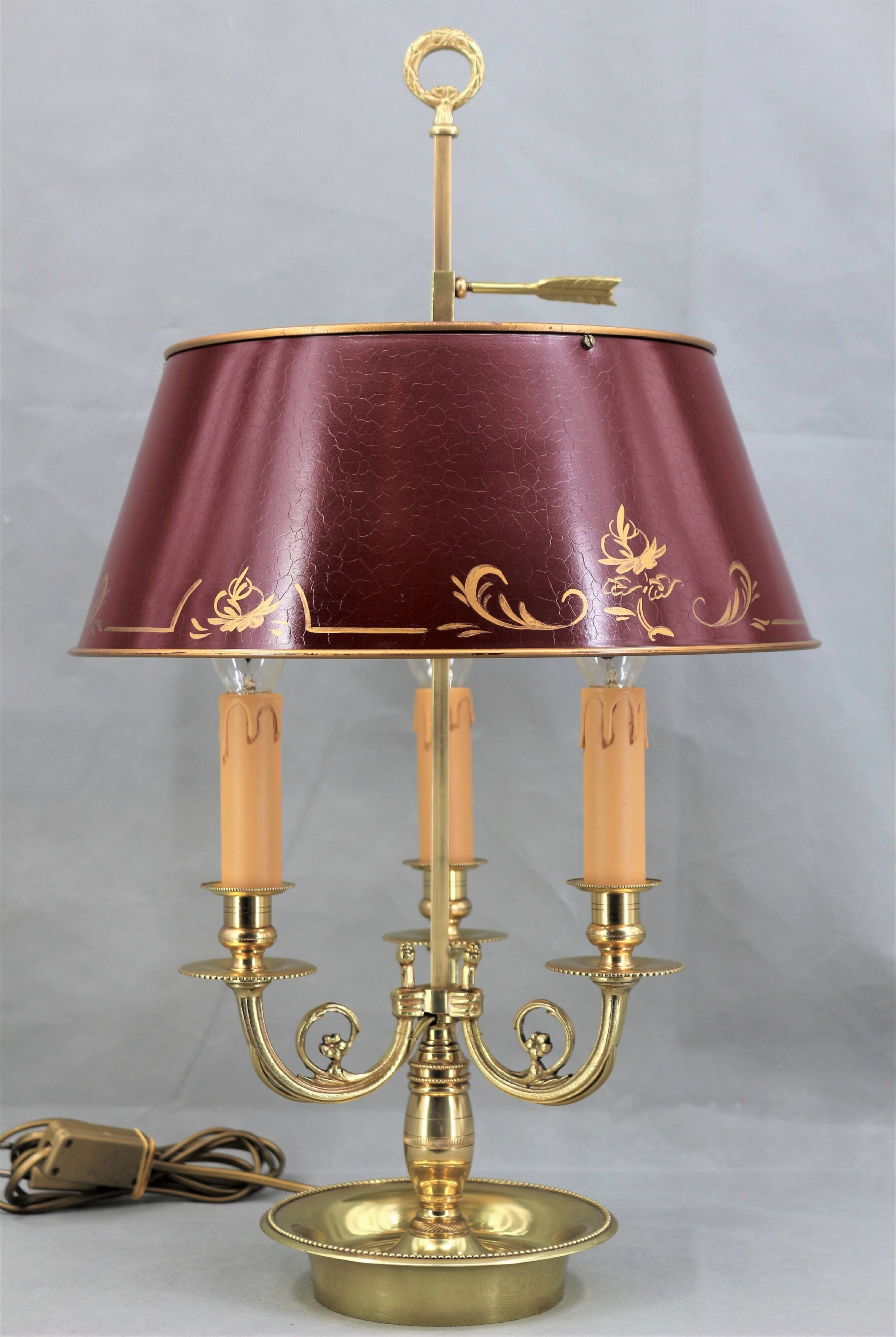 Bouillotte lamp in gilded bronze, Louis XV style, three lights