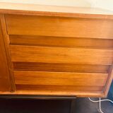 Scandinavian sideboard with 2 doors and 3 drawers in teak.