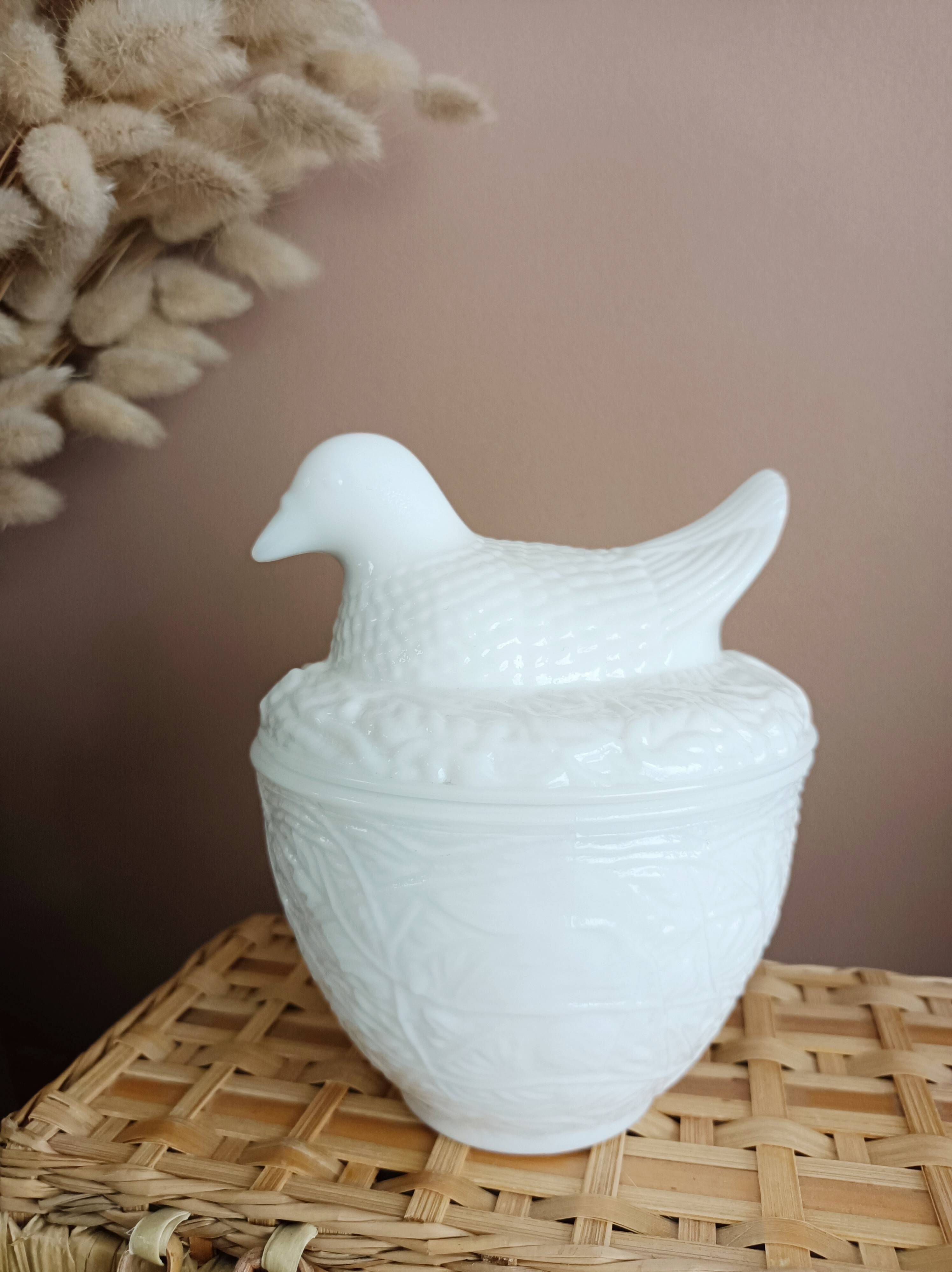 Avon opaline pot, bird decor