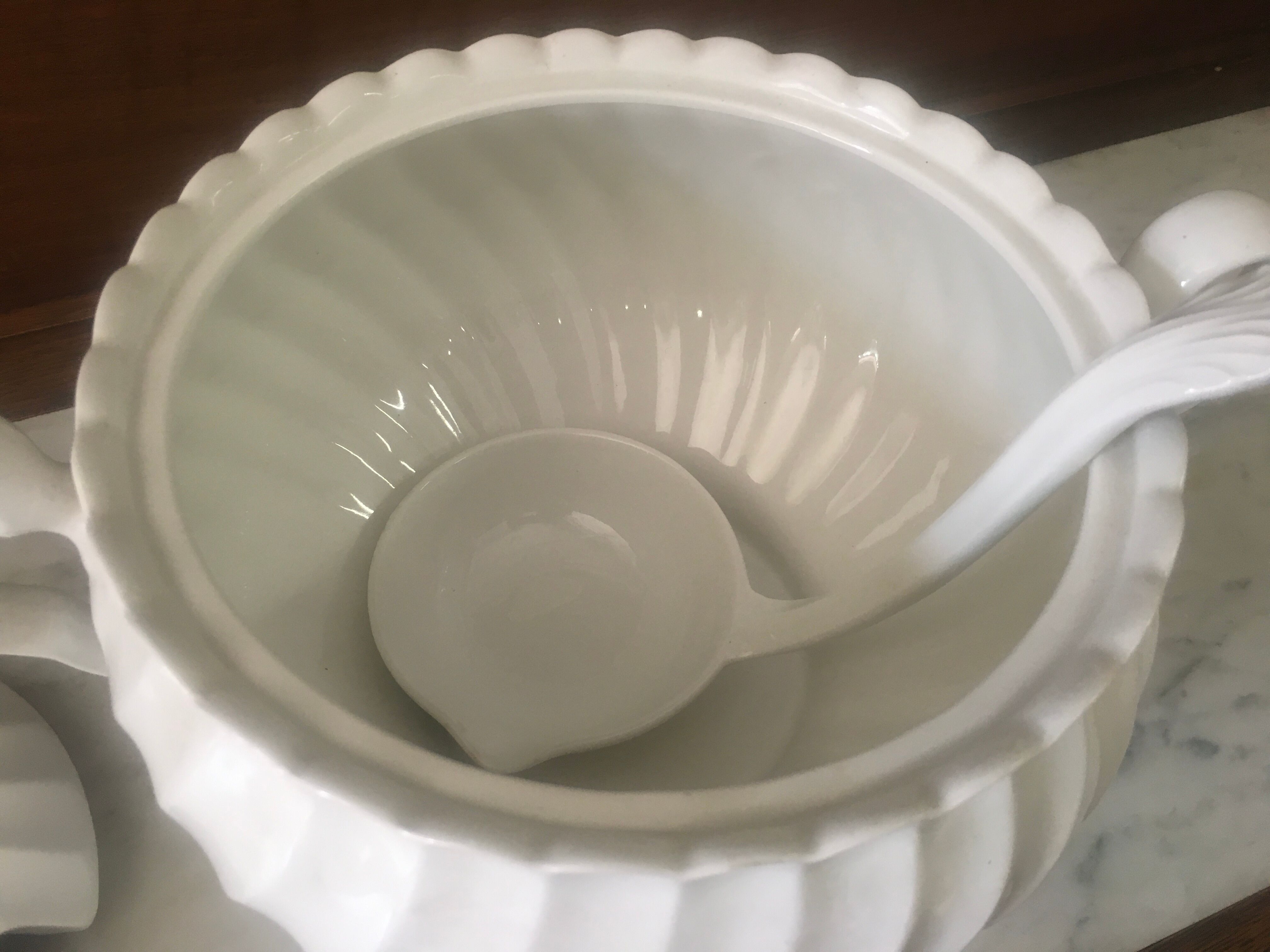 Soup maker and her white Ironstone Snowhite Regenoy