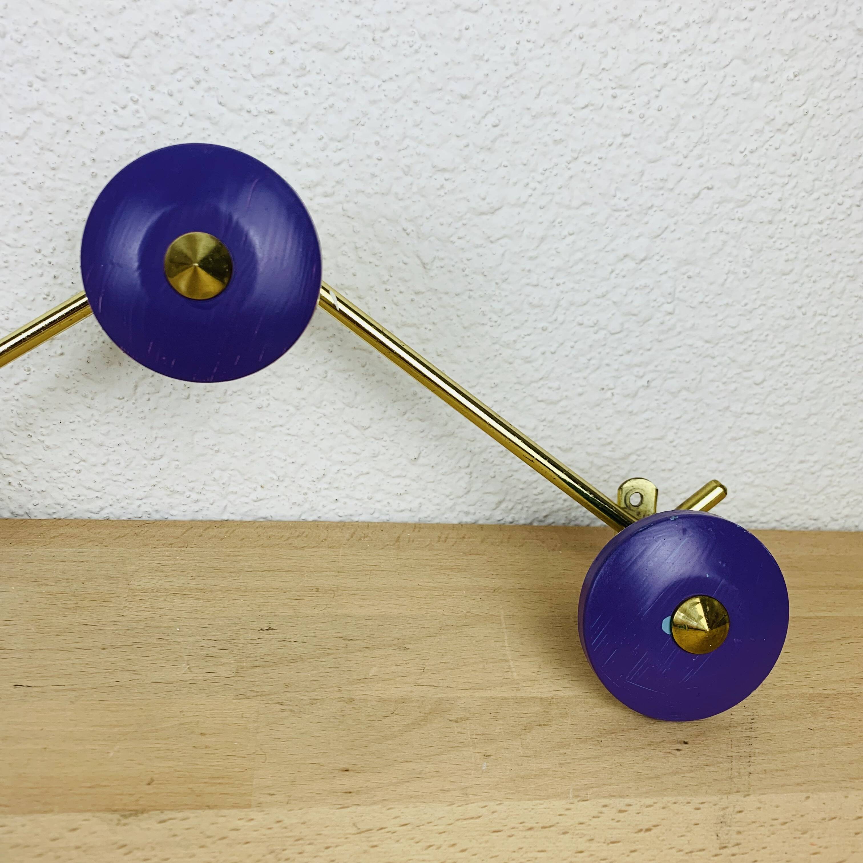 50s wall coat hook in gold metal