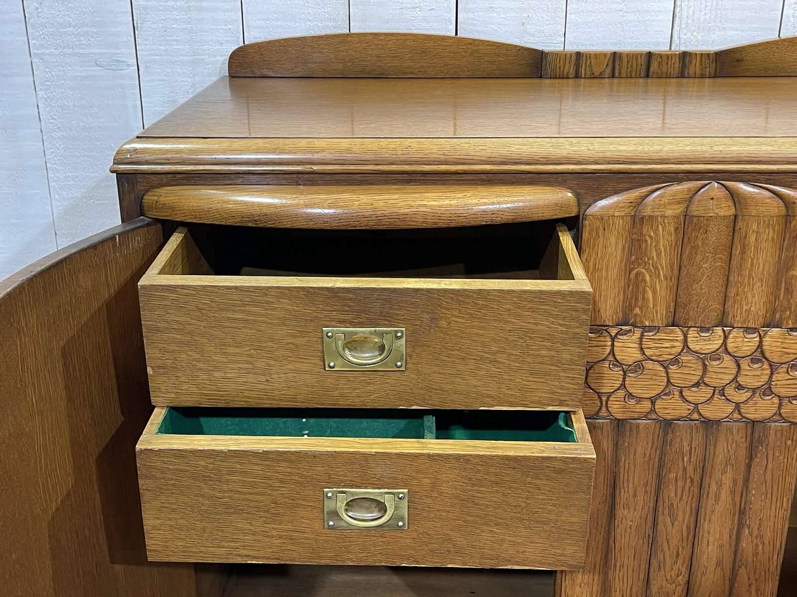 1950s English Art Deco oak sideboard