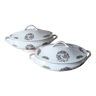 Set tureen and vegetable oval shape porcelain polychrome frieze, 1900s