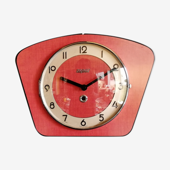 Vintage formica clock silent wall clock "Bayard red"