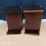 Pair of bedside tables wood and fabric - table