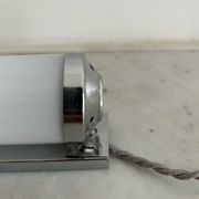 Vintage modernist wall lamp, chrome and opaline glass, France 1930