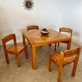 Old dining table with extension Scandinavian design from the 70s solid beech