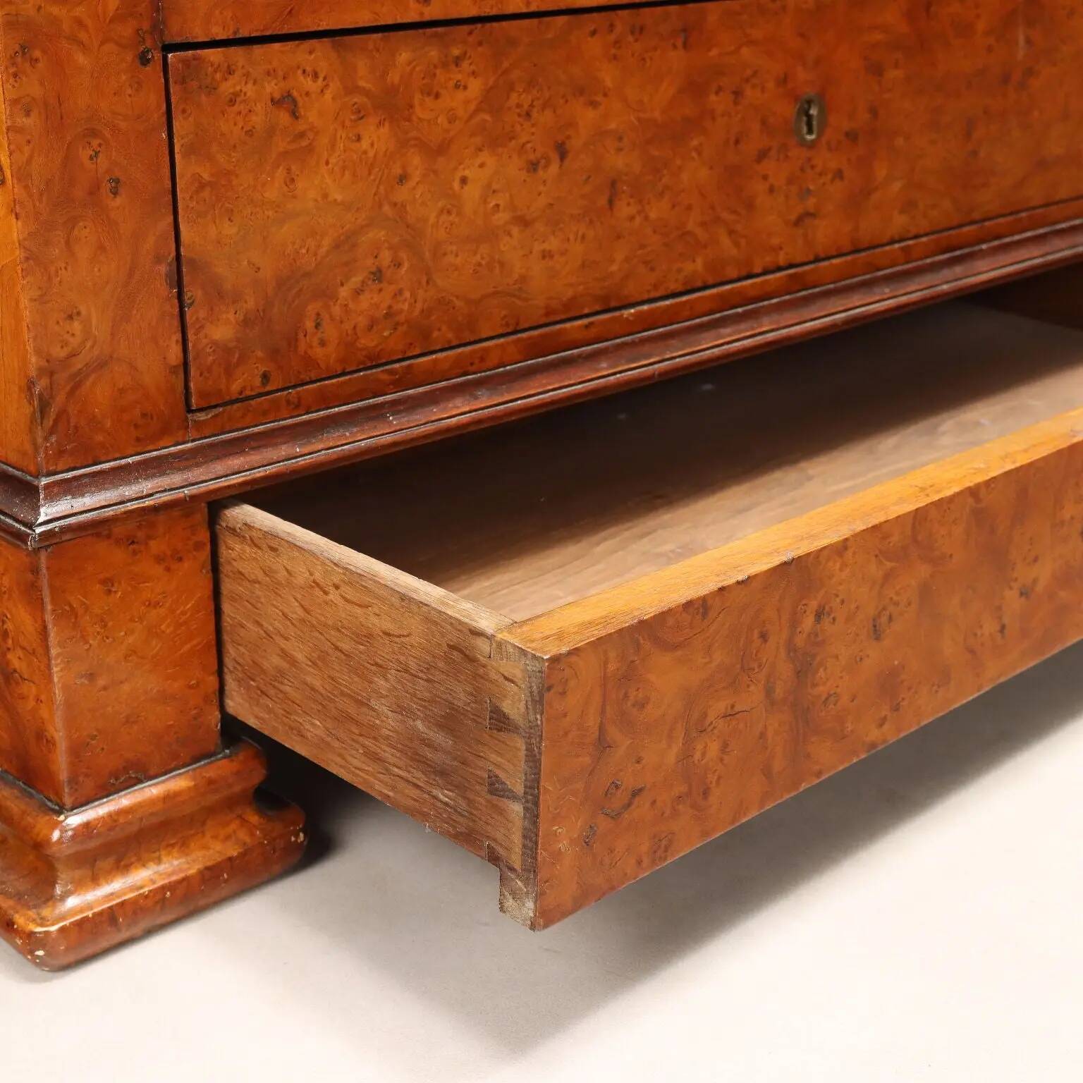 Former secretary in elm with a marble top, France, 19th century.