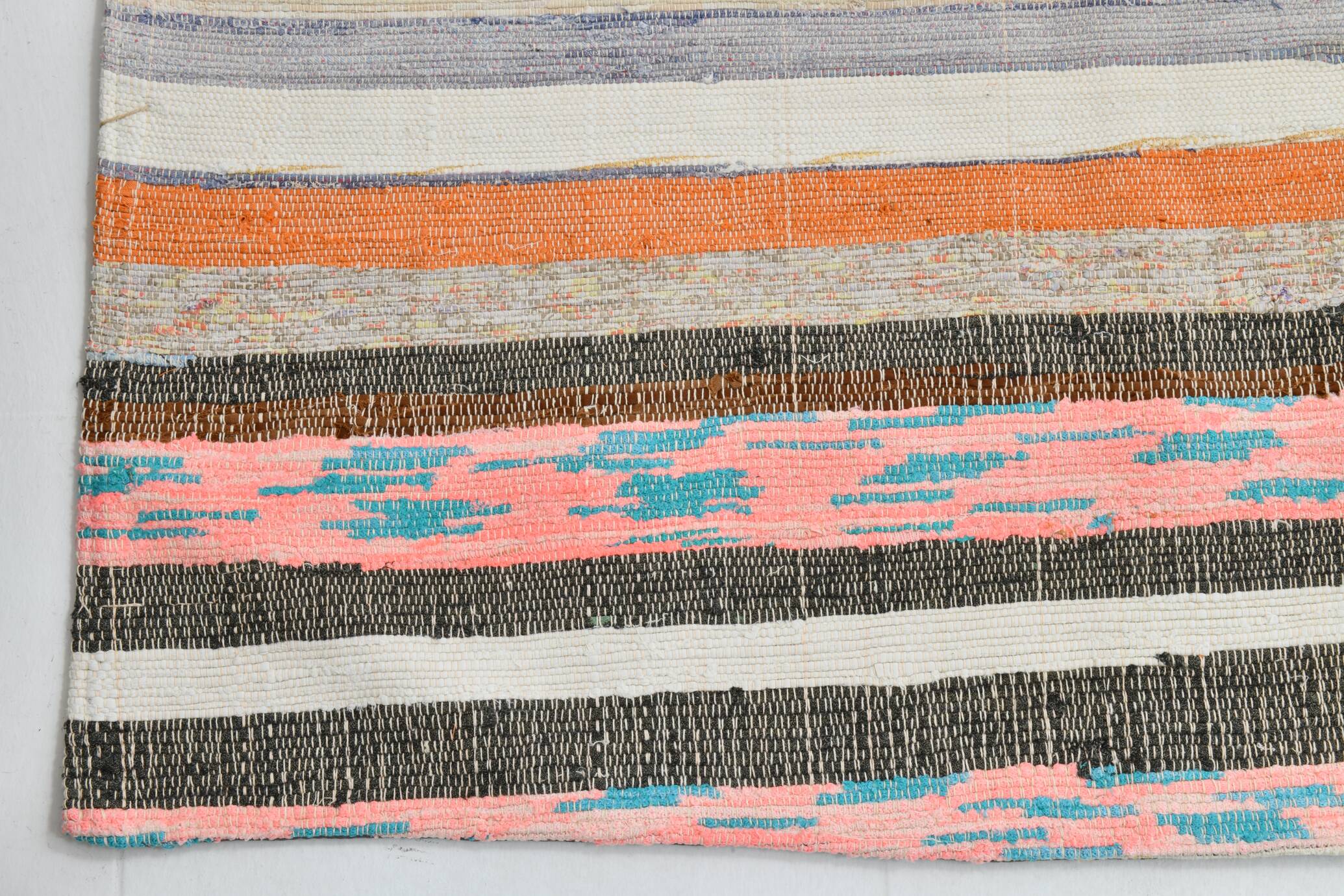 7x9 Mid Century Modern Handmade Striped Vintage Kilim Rug, 184x271Cm